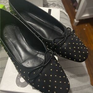 SCHUTZ Black Gold Studded Flats size 9 with box